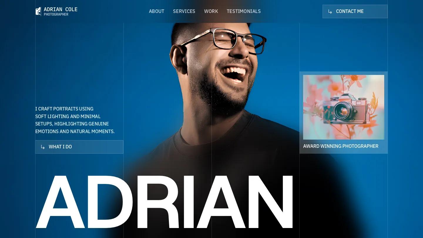 Adrian Cole - Framer Personal Website Template