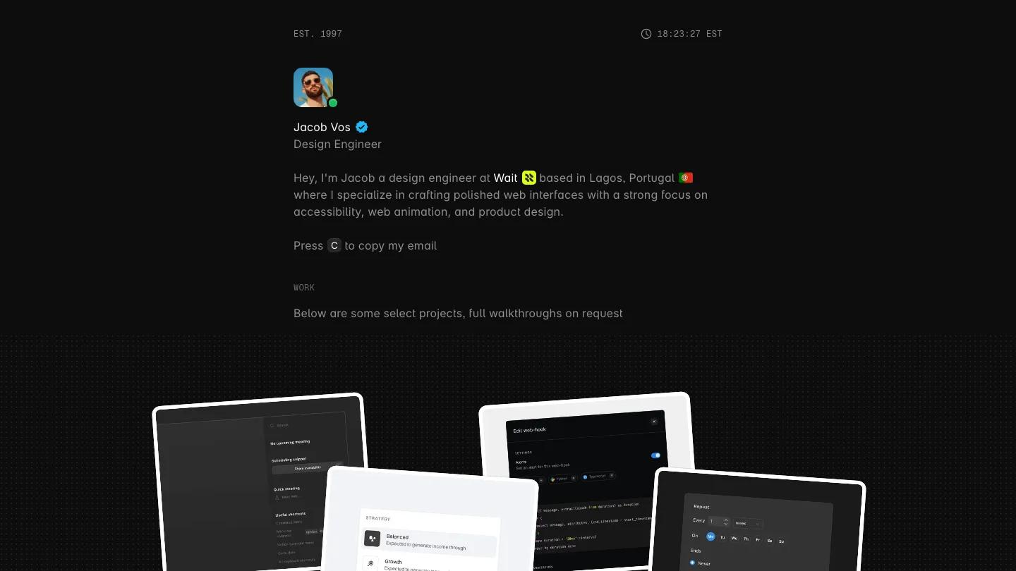 core - Framer Personal Website Template