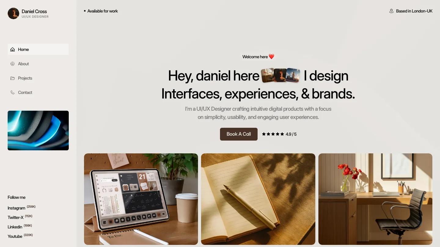 danielcross - Framer Portfolio & Agency Website Template