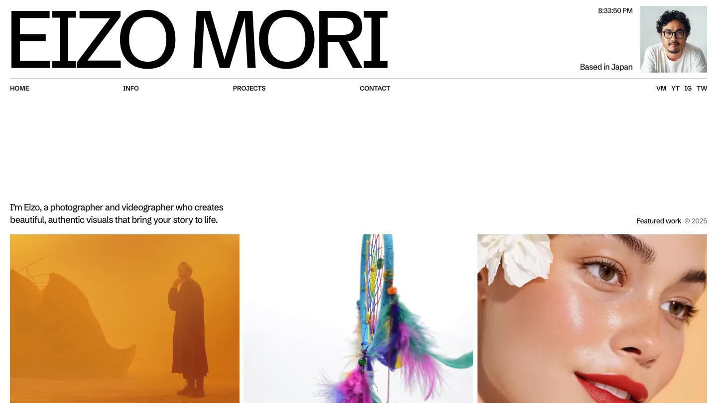 eizo - Framer Photography & Videography Website Template