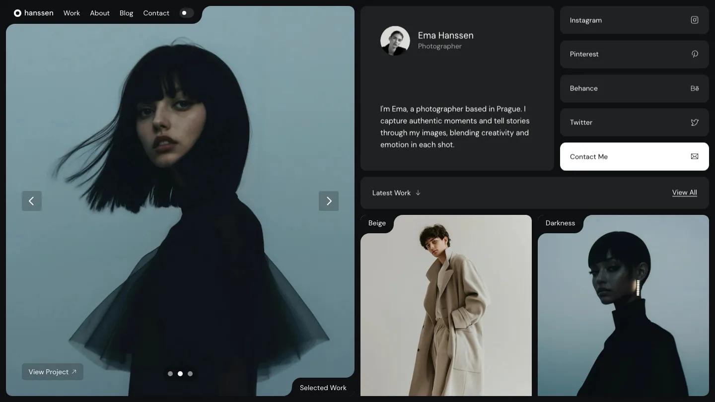 hanssen - Framer Personal Website Template