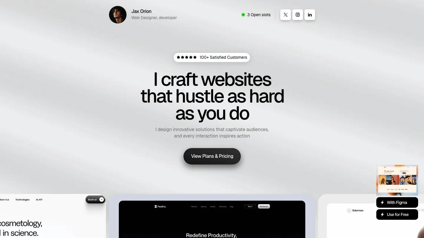 jax - Framer Personal Website Template