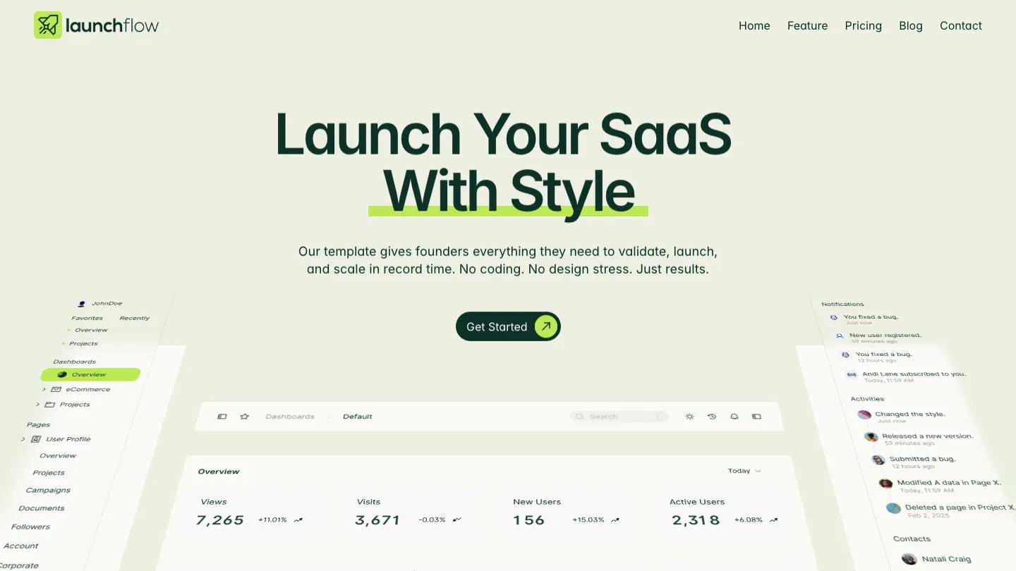 LaunchFlowX - Framer Technology & Software Website Template