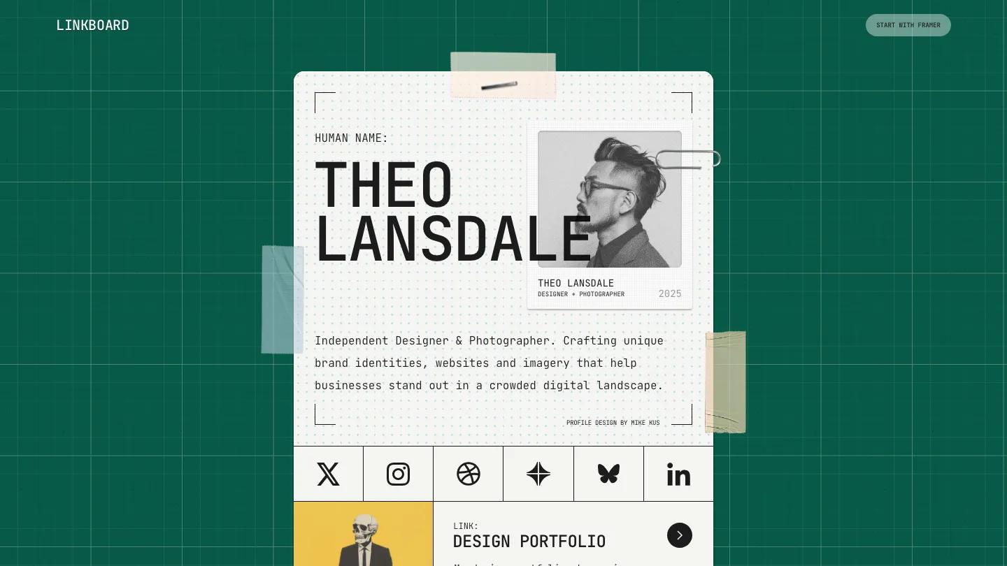 link-board - Framer Personal Website Template