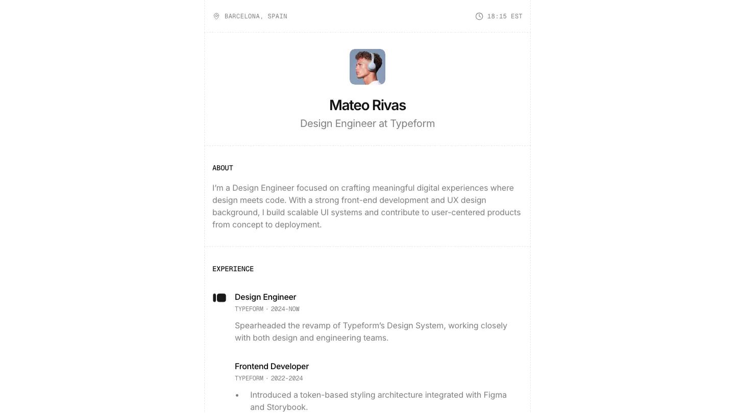 mateo - Framer Personal Website Template