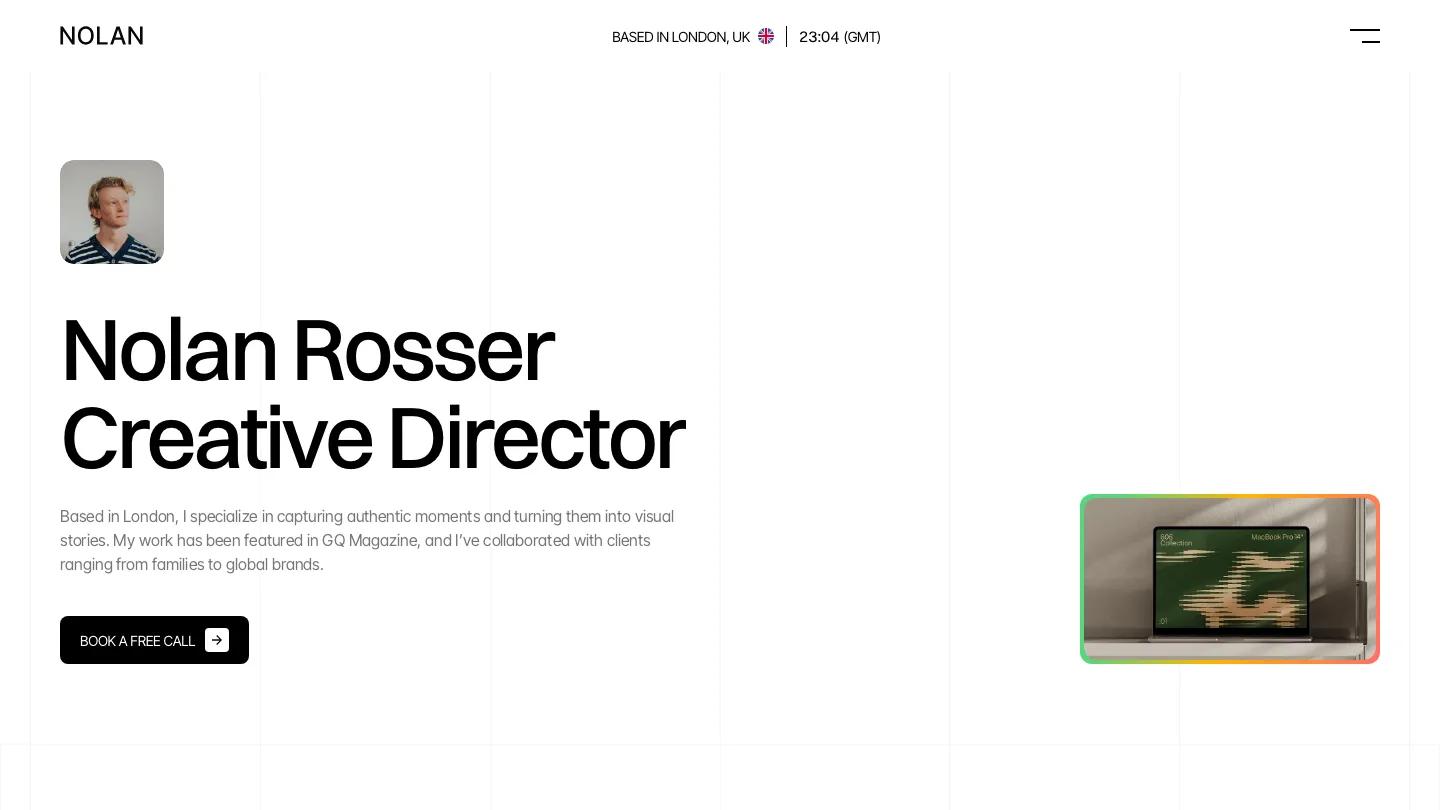 nolan - Framer Personal Website Template
