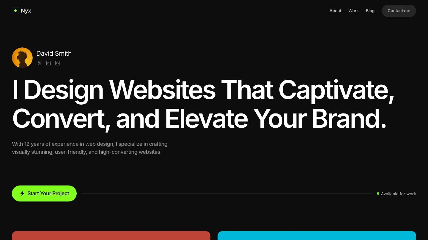 nyx - Framer Personal Website Template