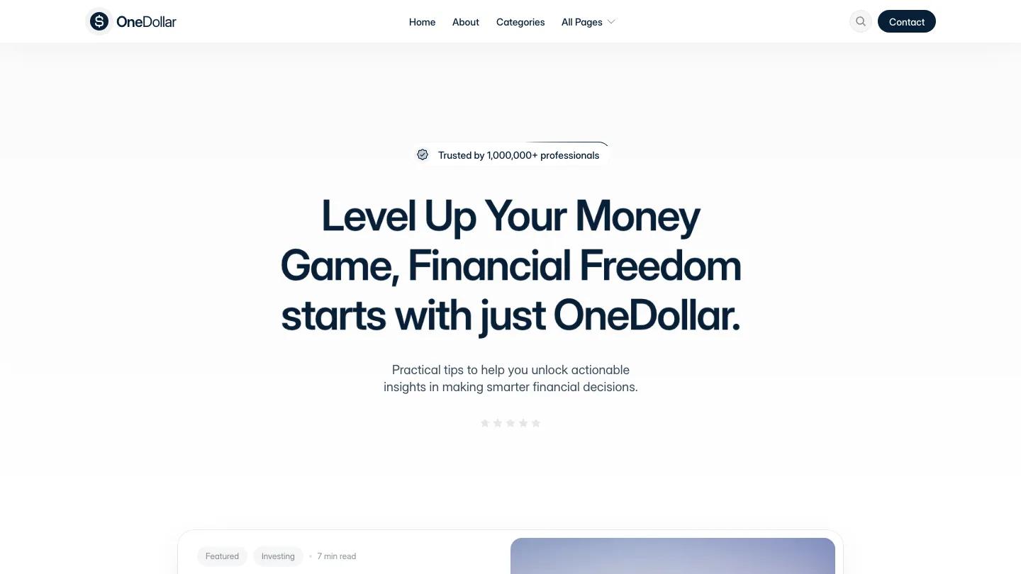 onedollar - Framer Blog & Editorial Website Template