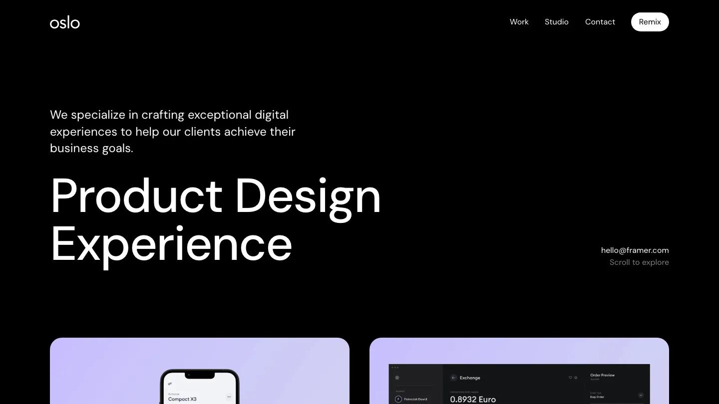 oslo - Framer Portfolio & Agency Website Template