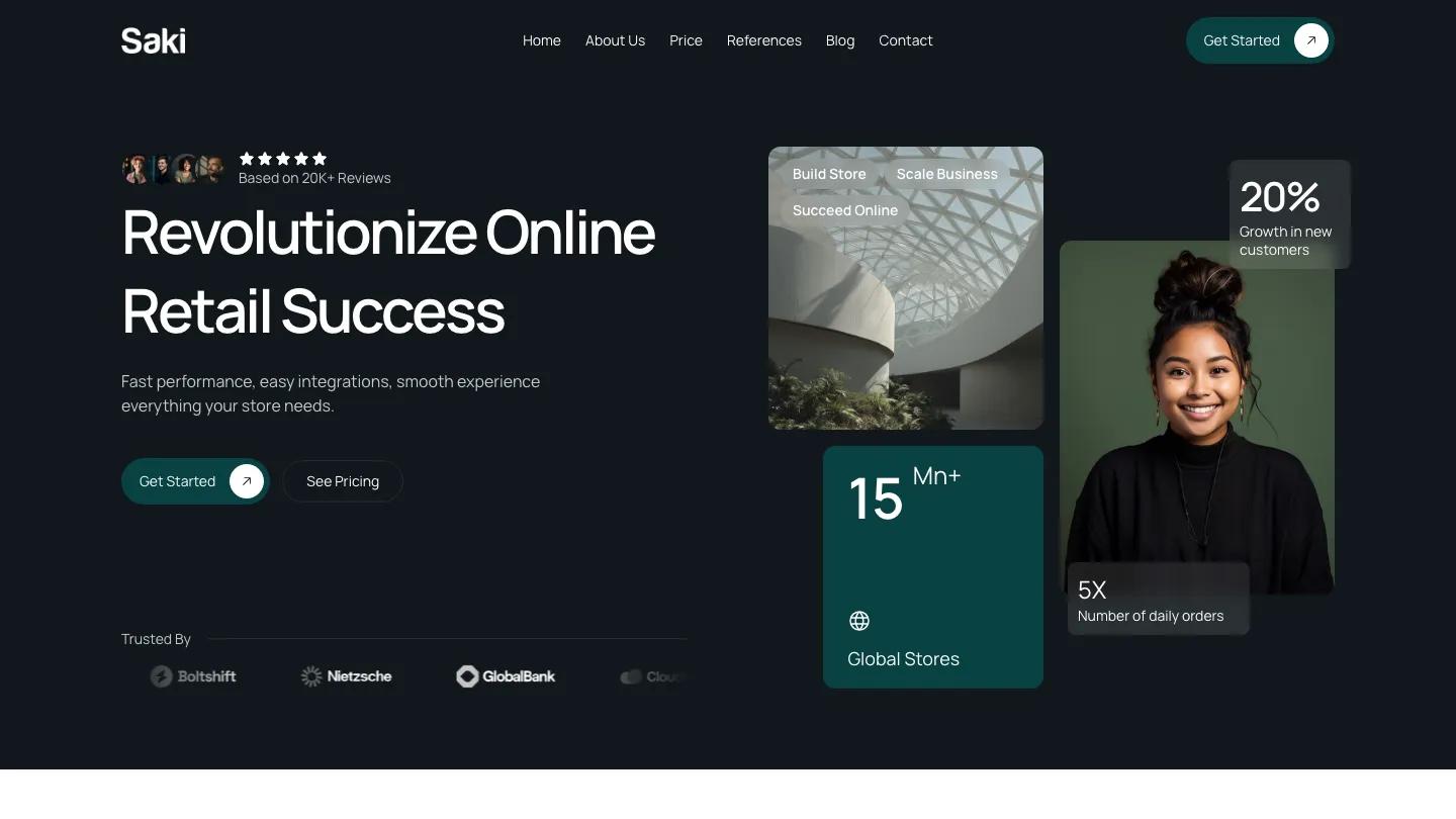 saki - Framer Technology & Software Website Template