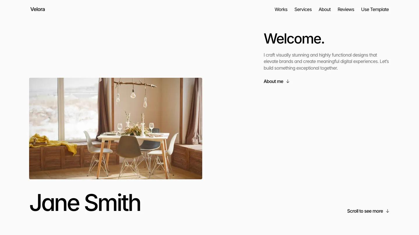 velora - Framer Personal Website Template