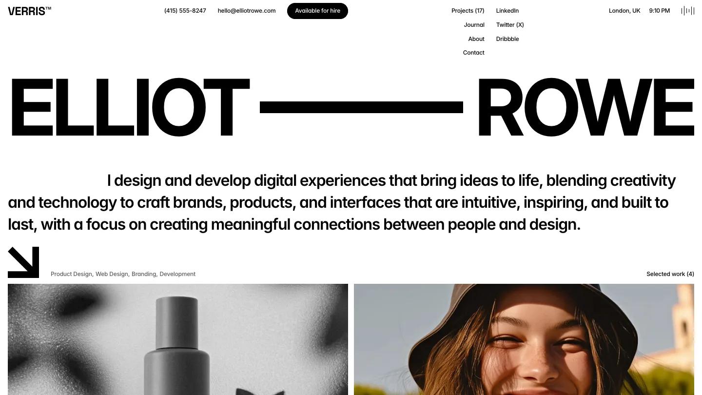 verris - Framer Personal Website Template