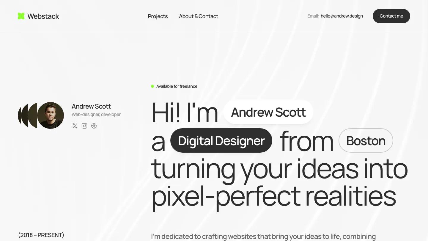 webstack - Framer Personal Website Template