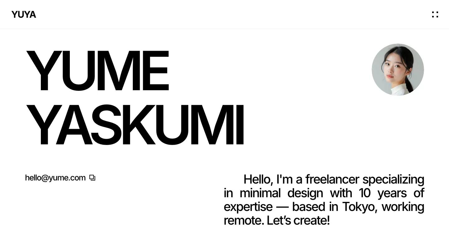 yuya - Framer Personal Website Template