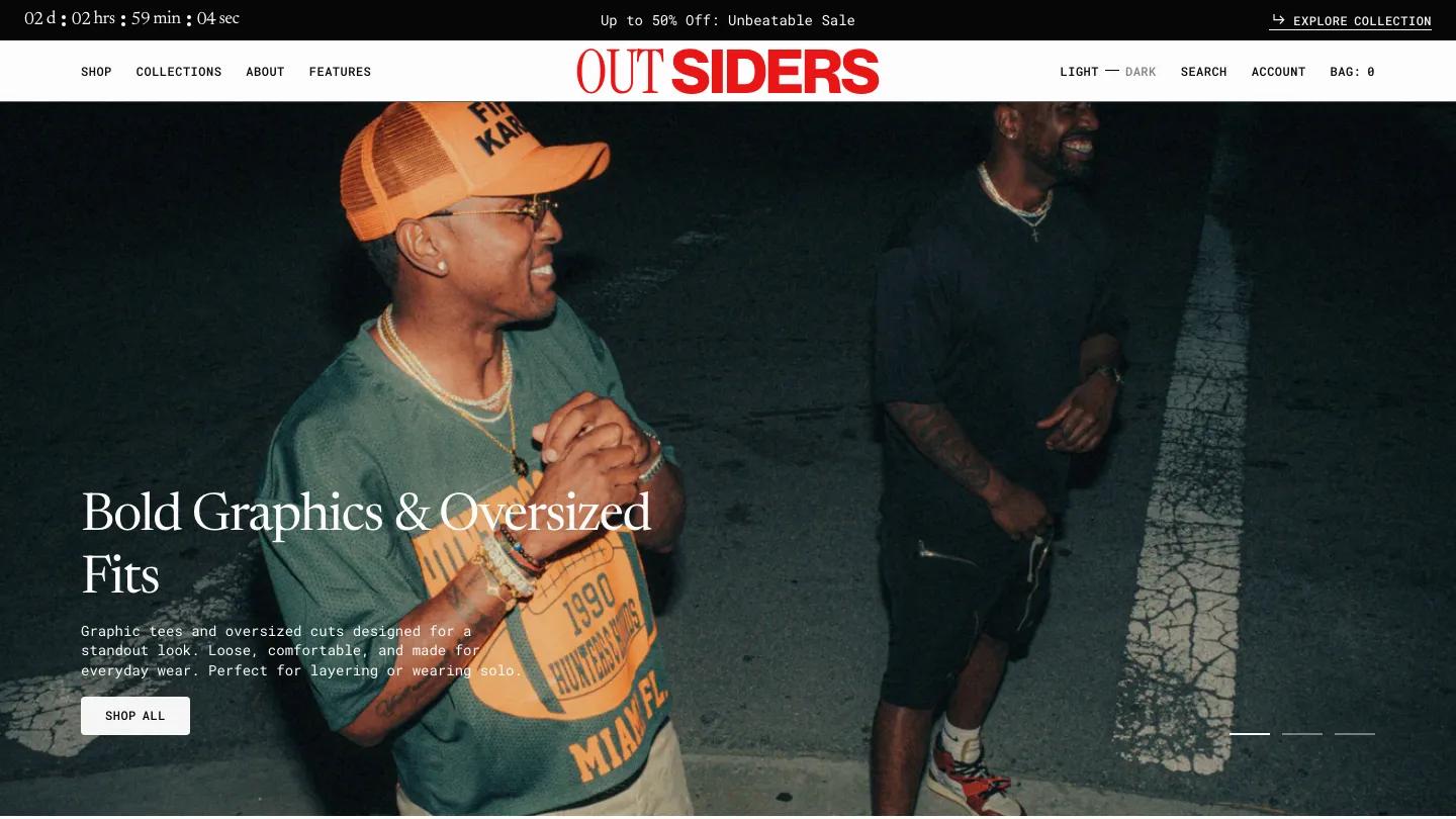 Outsiders - Shopify Retail & E-commerce Website Theme