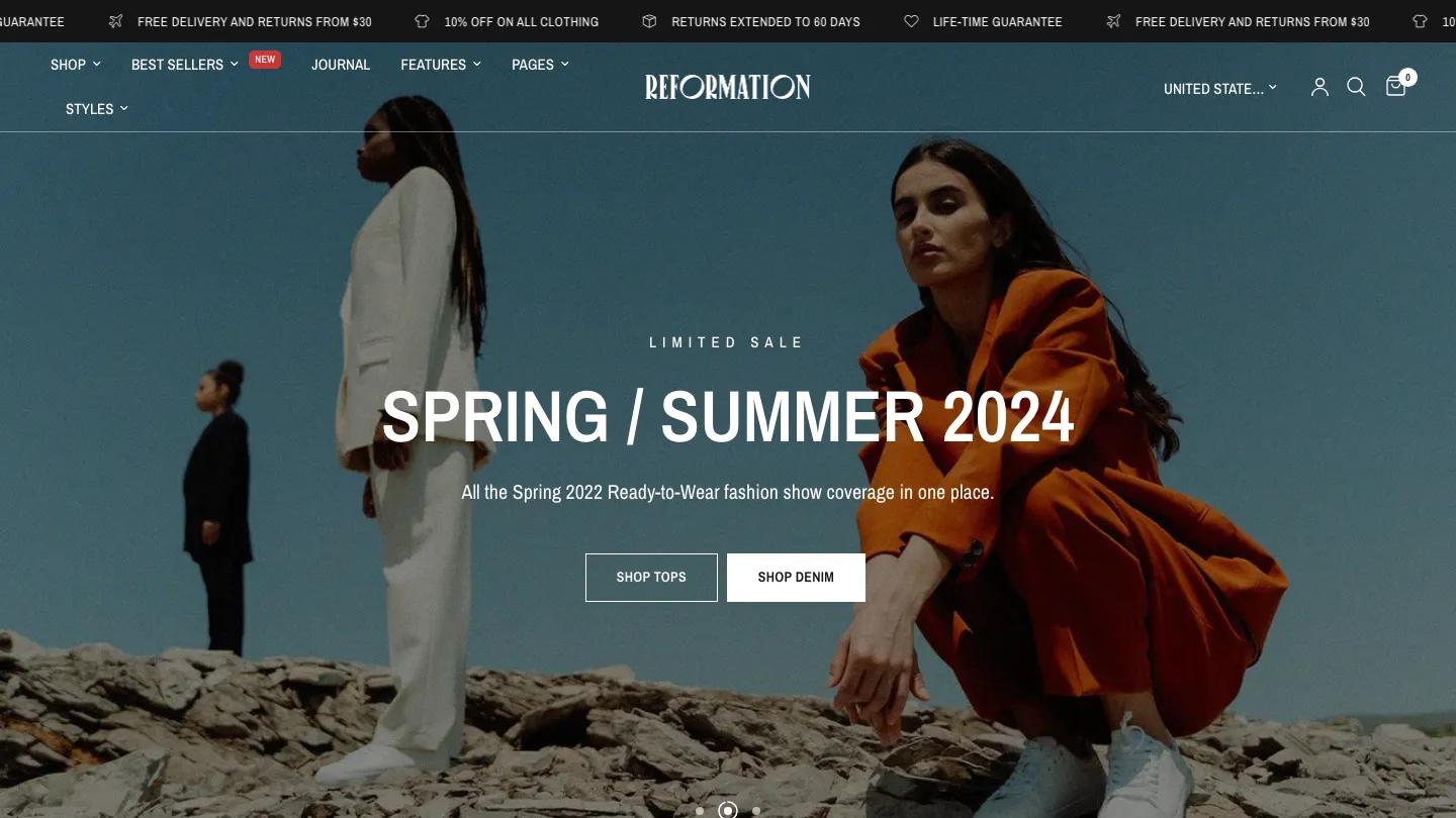 Reformation - Shopify Retail & E-commerce Website Theme