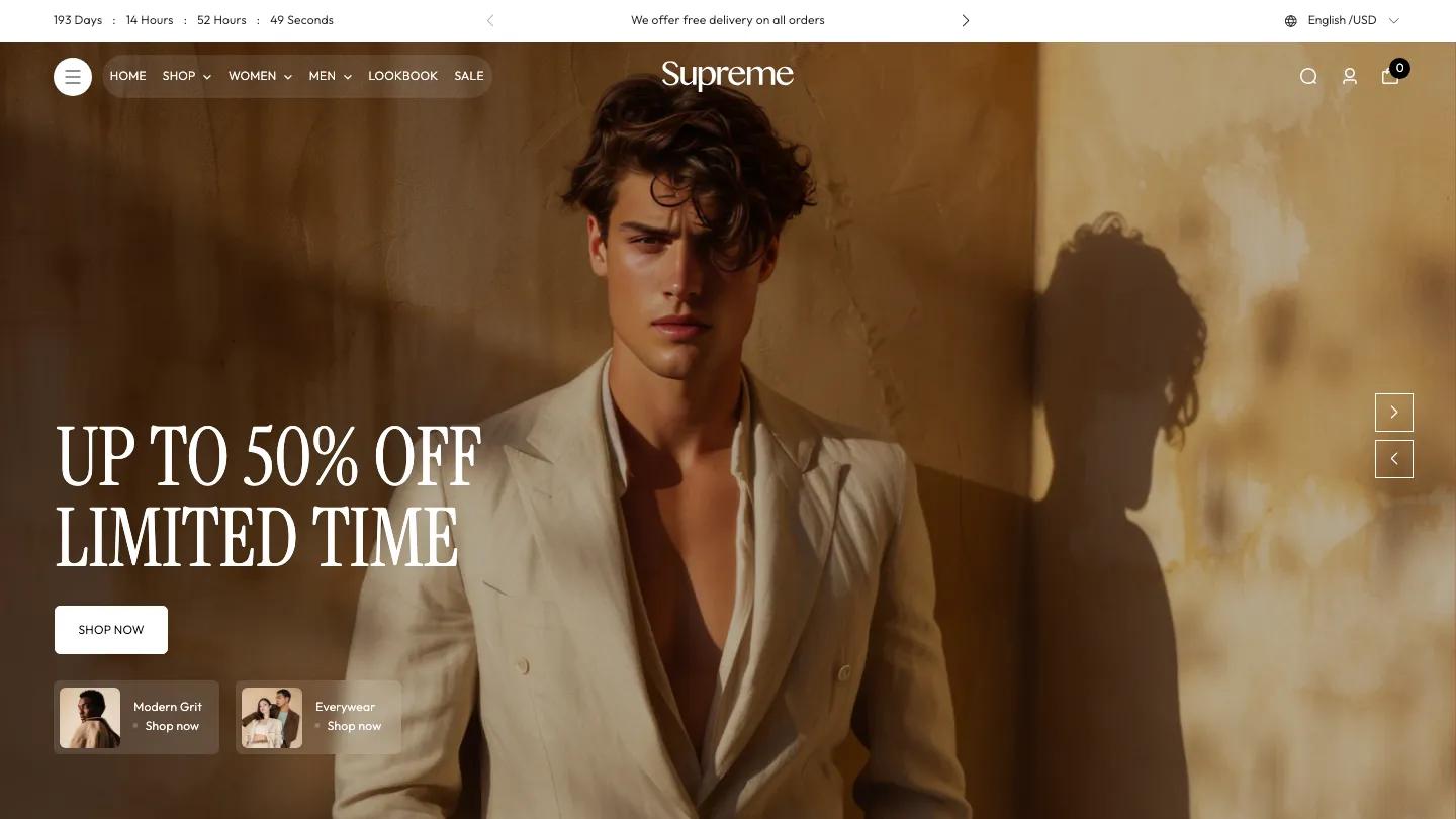 Supreme - Shopify Retail & E-commerce Website Theme