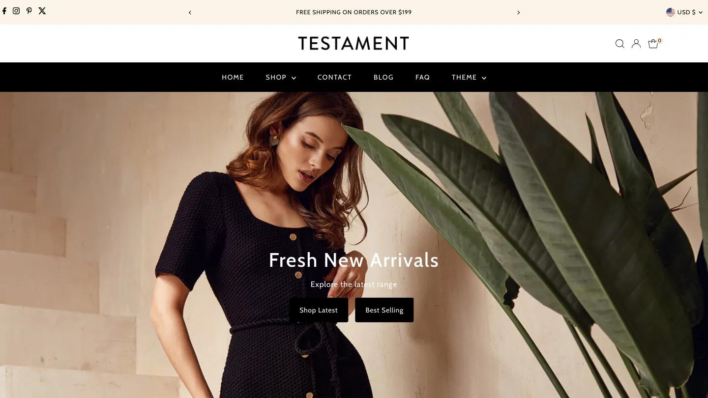 Testament - Shopify Retail & E-commerce Website Theme