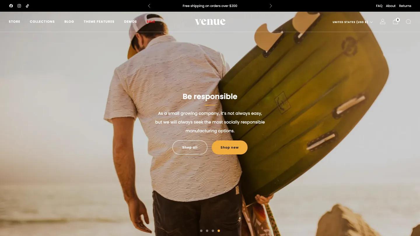 Venue - Shopify Retail & E-commerce Website Theme
