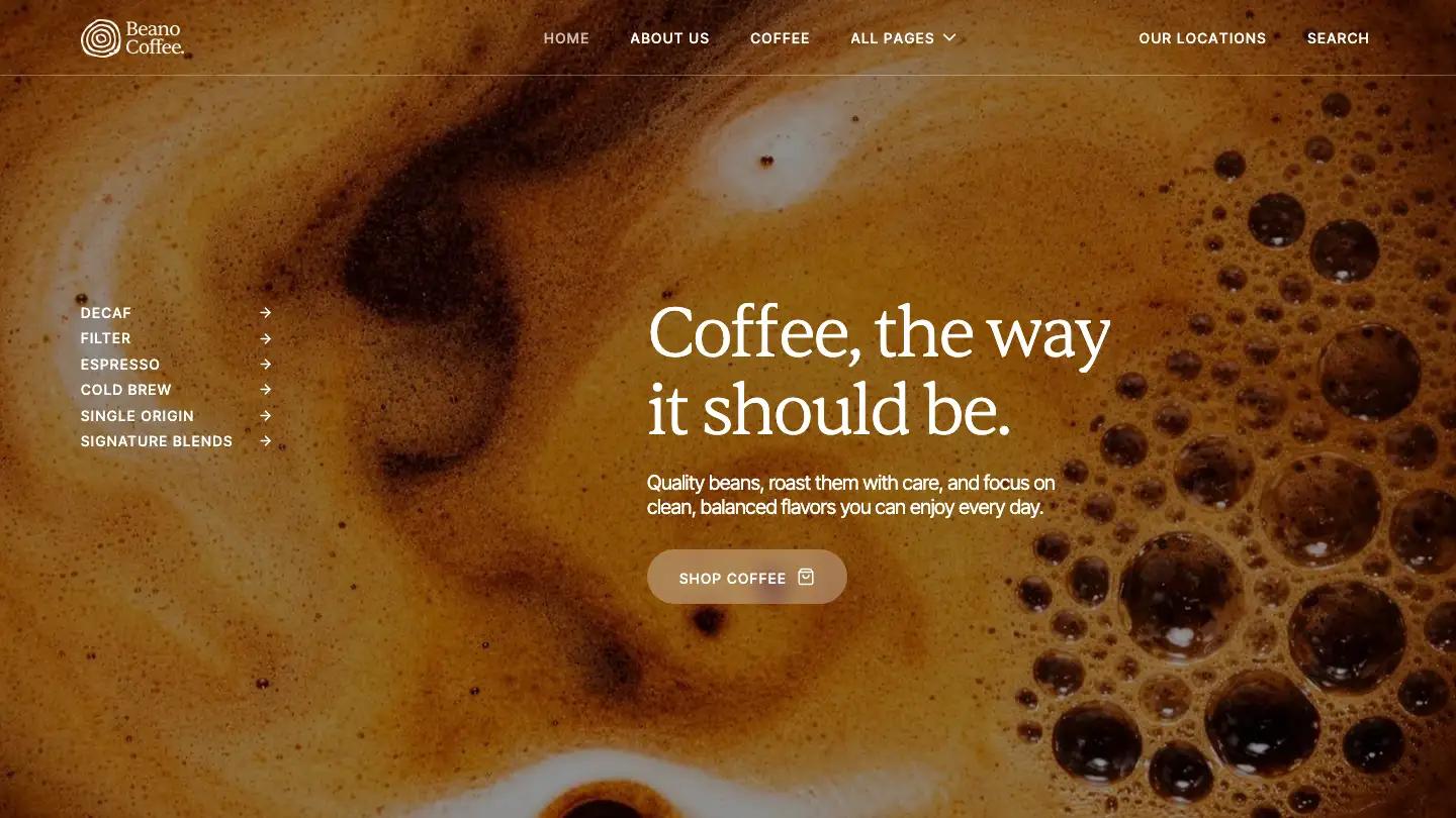 Beano - Webflow Food & Drink Website Template