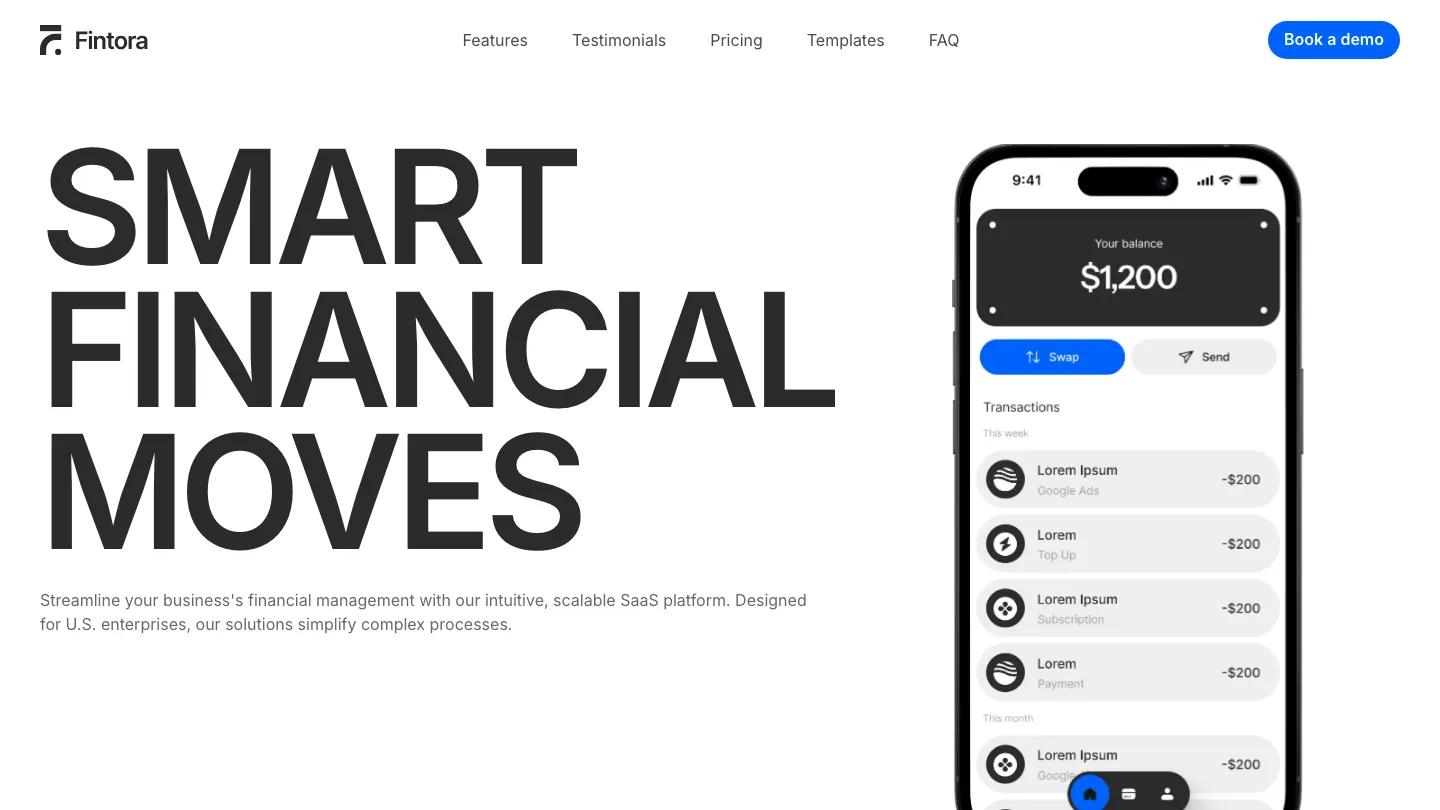 Fintora - Webflow Technology & Software Website Template