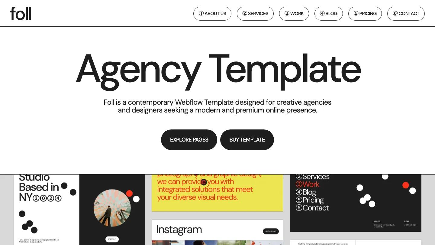 Foll Studio - Webflow Portfolio & Agency Website Template