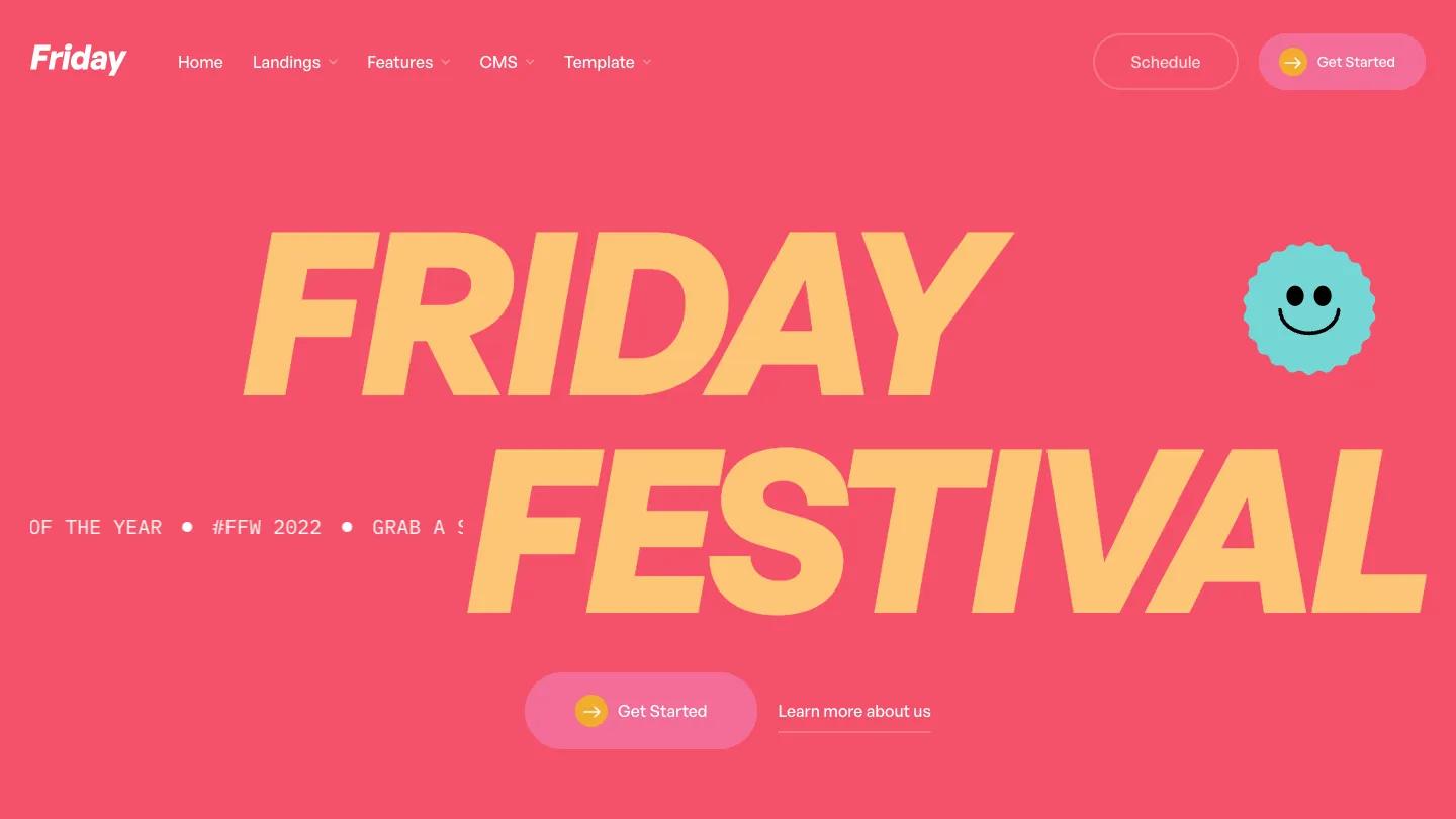 Friday - Webflow Events & Entertainment Website Template