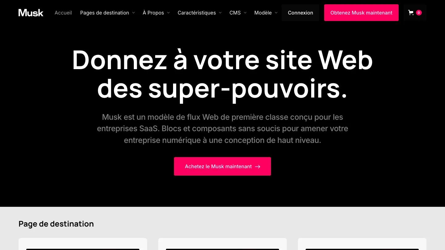 Musk (FR) - Webflow Technology & Software Website Template