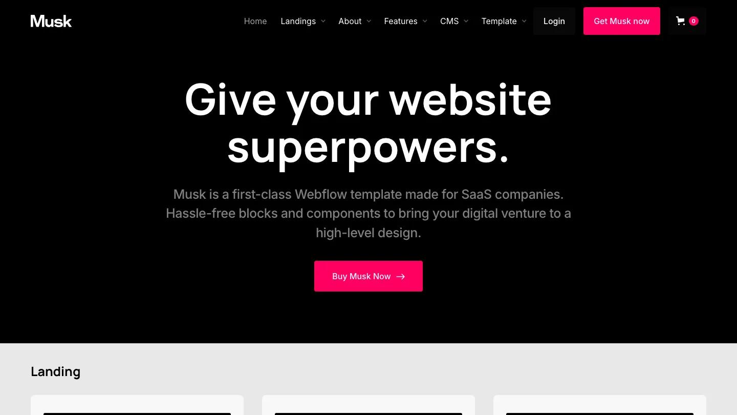 Musk - Webflow Technology & Software Website Template